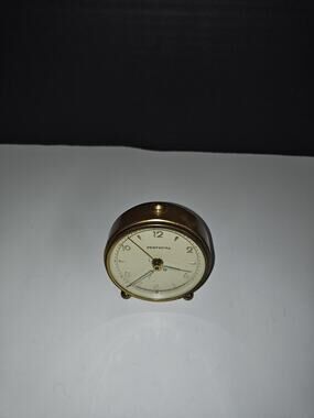 Vintage MCM Perfecta Wind-Up Alarm Desk Clock Glowing Hands West Germany